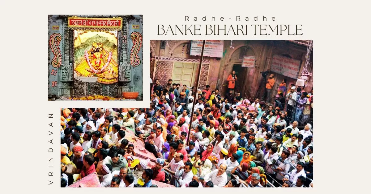 Banke Bihari Temple Idol and huge public in Vrindavan Temple